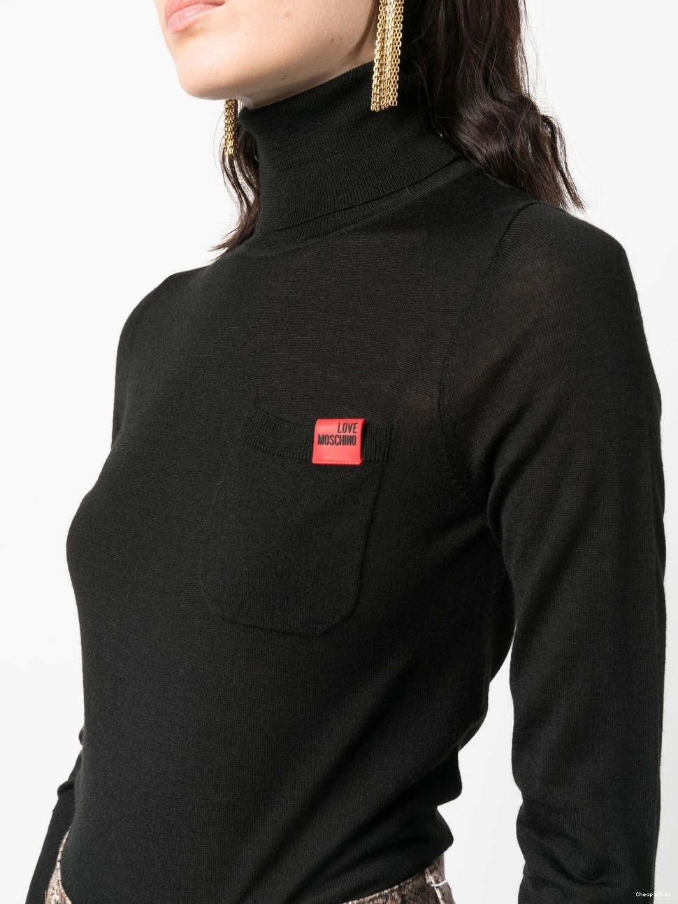 Affordable Moschino jumper Love Women high logo-patch neck 0421